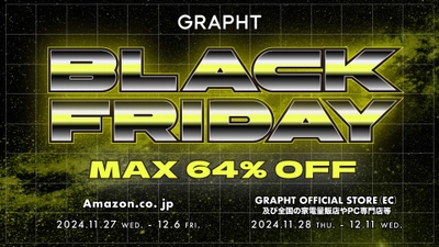 『GRAPHT』がブラックフライデーセールを11月27日より開催　 Mini LED 240Hzモニターやイヤホンの他 「Paladone」や「EXG Pro」など47製品を最大64％OFFで販売