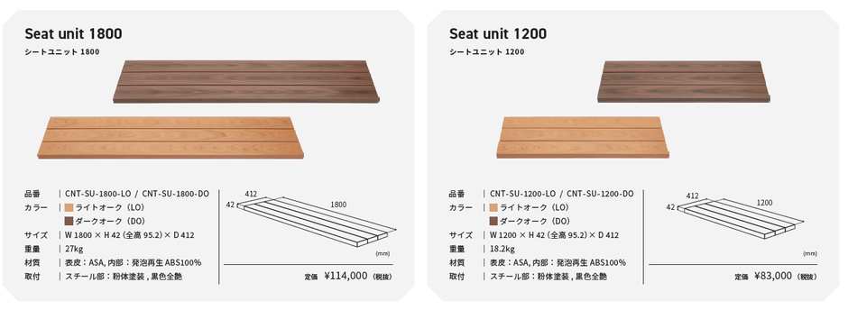 シートユニット1200、1800