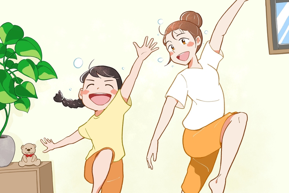 親子そろってダンスレッスン