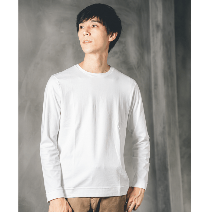 【大人のドレスTシャツ】スビンプラチナムスムース スリムフィット 長袖|クルーネック