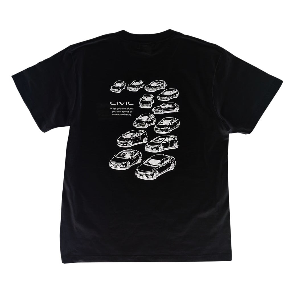 「歴代 Honda シビック」デザインTシャツにブラックが登場！