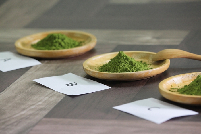 6種類の抹茶から試食を作成
