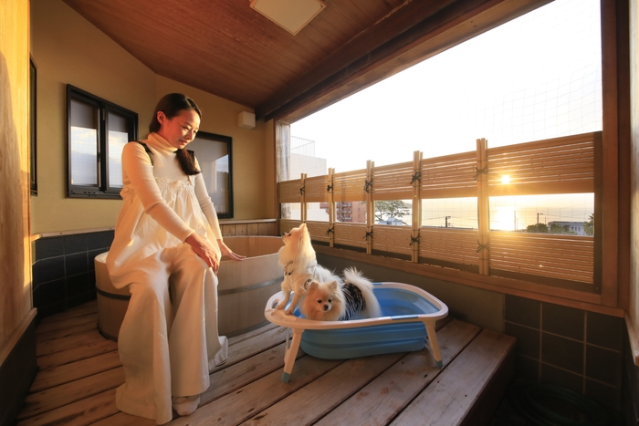 愛犬と一緒に愉しむ露天風呂