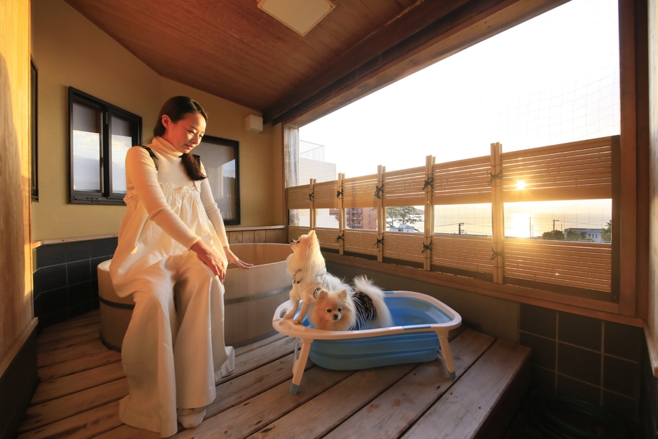 愛犬と一緒に愉しむ露天風呂