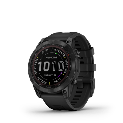 クルーの着用(予定)モデル『fenix 7 Sapphire Dual Power, Ti Carbon Gray DLC / Black』