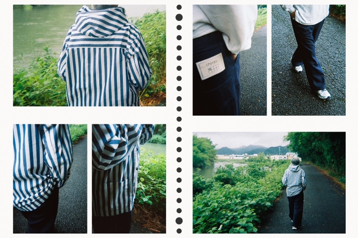 Banshu shuttle stripe shirt jacket & Banshu cotton linen relax pants