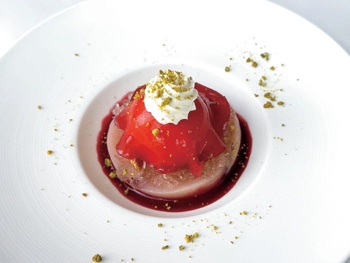 福島県産桃のピーチメルバ バニラとフランボワーズのマリアージュ