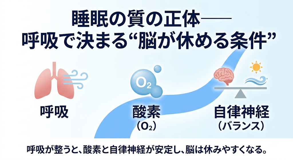 【睡眠の質の正体──呼吸で決まる"脳が休める条件"】新シリーズ：第1回｜眠れているのに回復していない──睡眠の質を決める"2つの構造"
