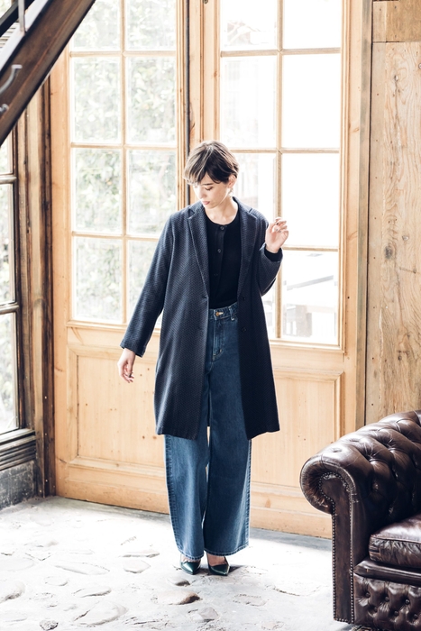 【織り】手織りジャカードテーラードコート、【デニム】Lee・オーガニックコットンデニム キュロットパンツ