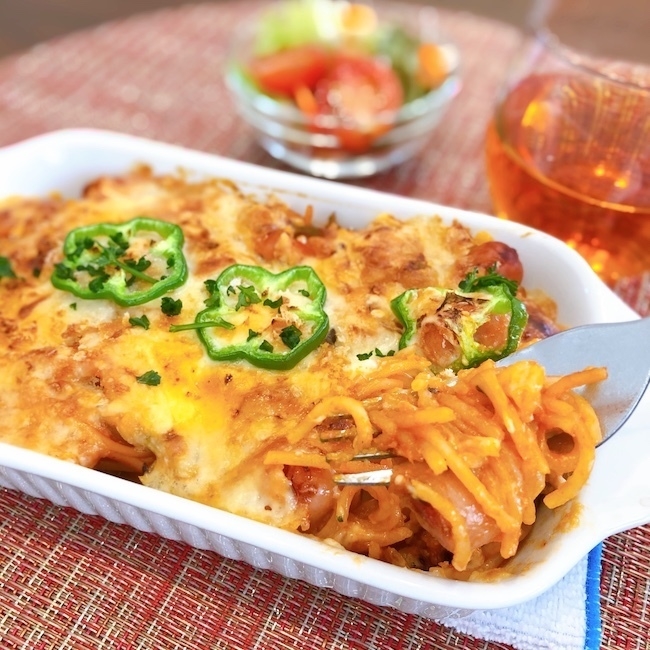 濃厚ナポリタングラタン15分レシピ!水戻しパスタを使う驚きの時短テク