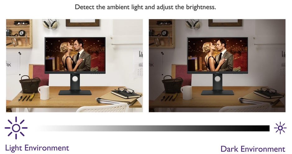 輝度自動調整機能により目の疲労を軽減