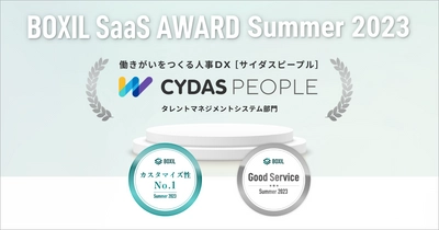 CYDAS PEOPLEが「BOXIL SaaS AWARD Summer 2023」タレントマネジメントシステム部門で「Good Service」「カスタマイズ性No.1」に選出されました