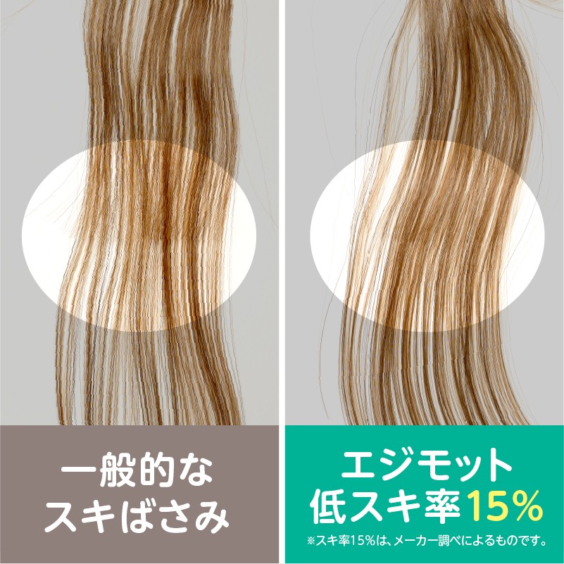 少しずつ髪の量を調整しやすい、スキ率15％※のスキばさみ