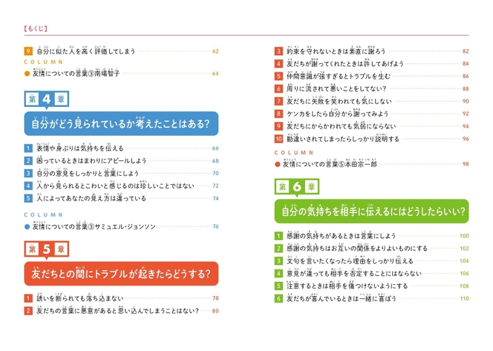 『こども「友だちとのつきあい方」　友だちづきあいに大切なことがわかる本』もくじ②