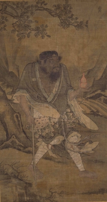 「鉄拐図軸(寒山拾得蝦蟇鉄拐図軸のうち)」 伝劉俊筆 中国 明時代・16世紀 東京国立博物館蔵 東洋館8室で展示