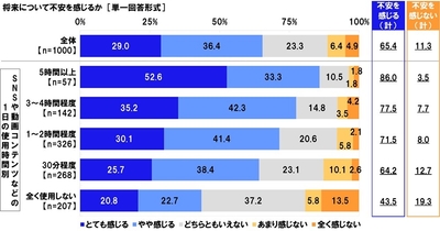 将来についての不安（SNSや動画コンテンツなどの使用時間別）