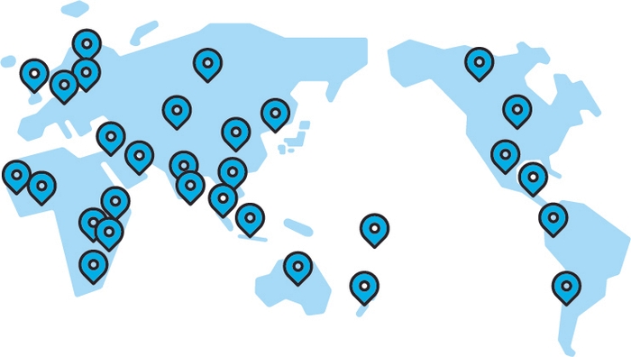 渡航先はアジア新興国を中心に、世界45ヶ国以上から選択可能!(状況により変更となる場合があります。)