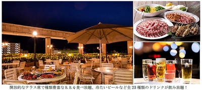 【夏の恒例イベント】 海からの風を感じる開放的な空間でB.B.Q！ 月替わりメニューも楽しい  お肉を堪能「ビアガーデン」 6月7日（土）より6階 屋外テラスにてオープン