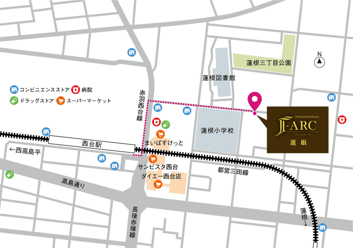 J-ARC蓮根 周辺図