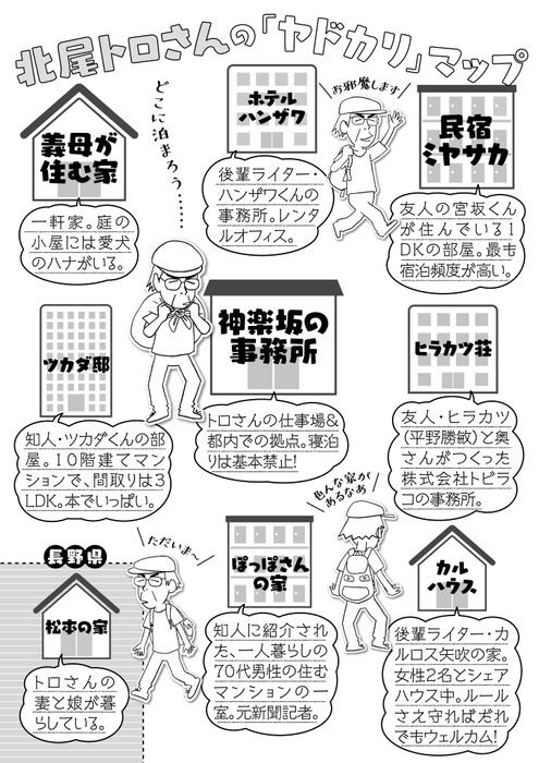 本文収録の「お泊まり」マップ。