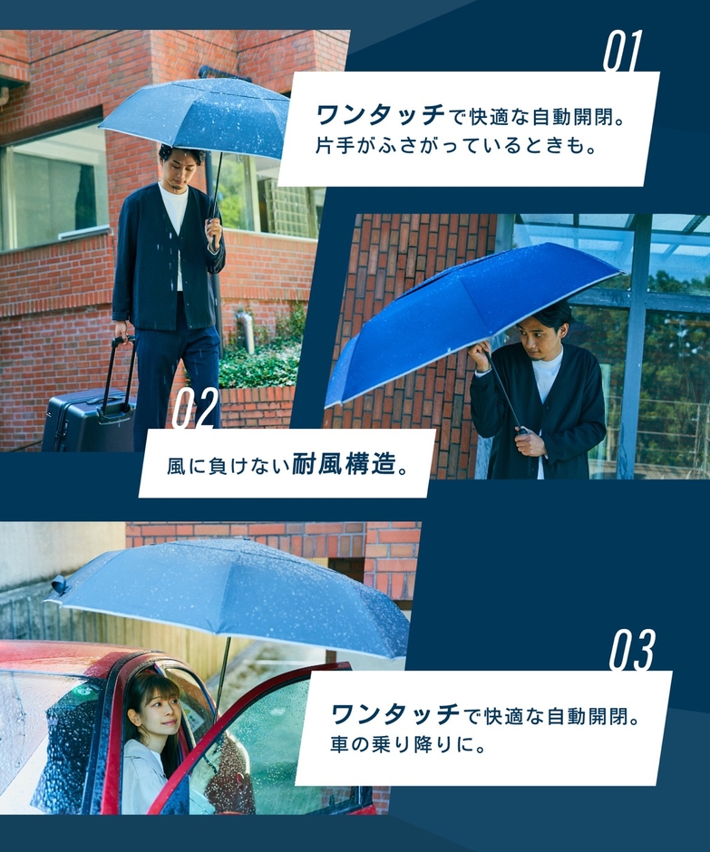 ワンタッチ・耐風傘構造