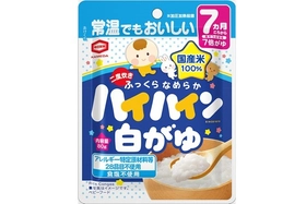 亀田製菓からベビー向けのおかゆが誕生！
『ハイハイン白がゆ』新発売
常温でもお米の芯までふっくらなめらか