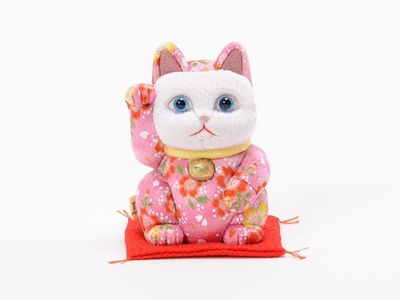 招き猫(小)友禅 桃