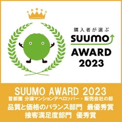 ～新築マンション購入者が選んだ 顧客満足度ランキング～ 「SUUMO AWARD」2023年首都圏版　 「品質と価格のバランス部門」で最優秀賞、 「接客満足度部門」で優秀賞を受賞