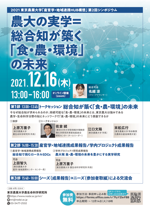 2021　東京農業大学「産官学・地域連携HUB構想」第2回シンポジウム