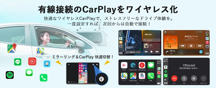 一台三役、iOSミラー、CarPlay、Androidミラーの3種類のモード