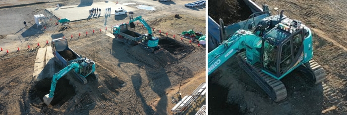 実証実験における自動運転の様子(右:無人の運転席を拡大)