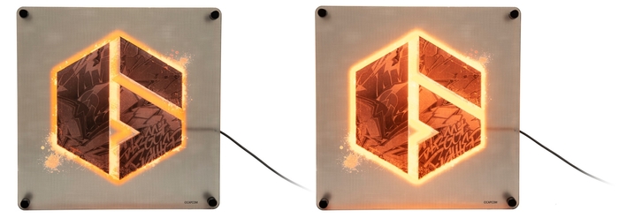 ストリートファイター SF6ロゴ LEDネオン風アートライト(左から:輝度・低/輝度・高)