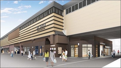 洛西口駅東側から見た施設の外観イメージ