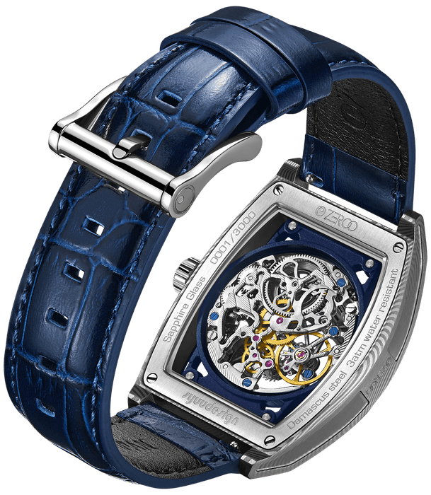 ZEROO M1D THE AURIGAダマスカス鋼ケースのトノー型メカニカルスケルトンウォッチ(7)