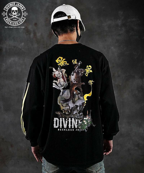 【DIVINER JAPAN】鳥獣戯画TEE（ブラック）