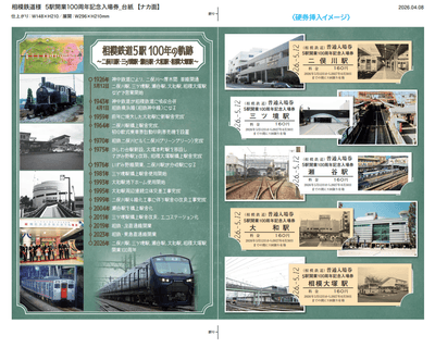 「5駅開業100周年記念入場券セット」 (中面・イメージ)