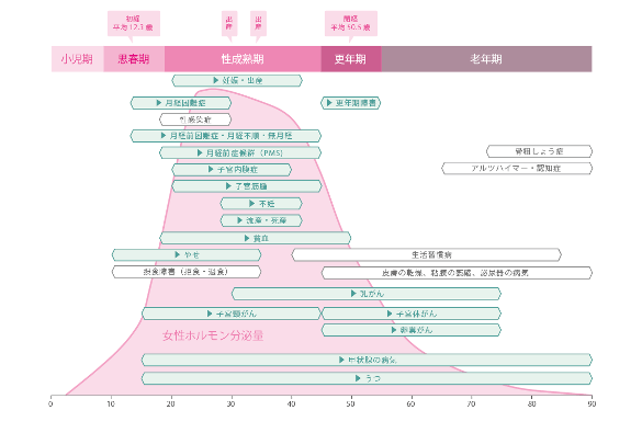 女性の小児期・思春期・成熟期・更年期・老年期