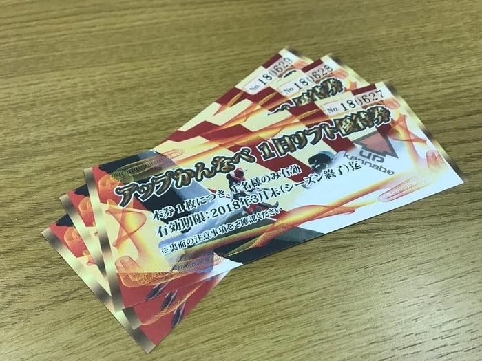 リターン例 リフト券3枚