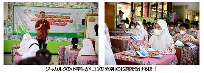 ユニ・チャームインドネシアは行政機関と協働して、 小学生に「ゴミの分別」について授業を行いました