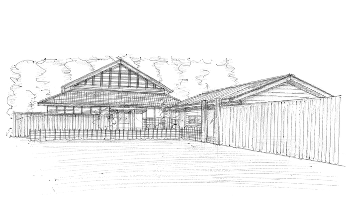 楽土庵 外観スケッチ