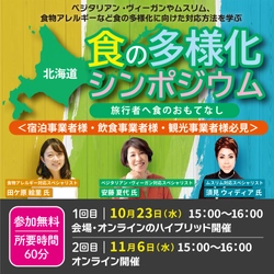 ～宿泊事業者様・飲食事業者様・観光事業者様必見～　 旅行者への食のおもてなしを学ぶ 「食の多様化シンポジウム」開催