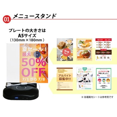 (1)メニュースタンド メニューやSALEの告知など