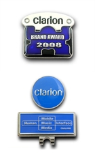 クラリオン株式会社 様「アワード記念ピンバッチ」&「clarionクリップマーカー」