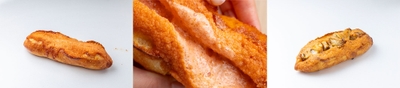 左:めんたいフランス 500円 中央:たっぷりめんたいフランス 800円 右:じゃがめんたいフランス 500円