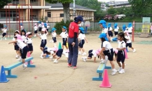 近畿大学附属幼稚園における体育サーキットの様子