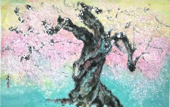 ロビー・淡墨桜(彩墨画)イメージ
