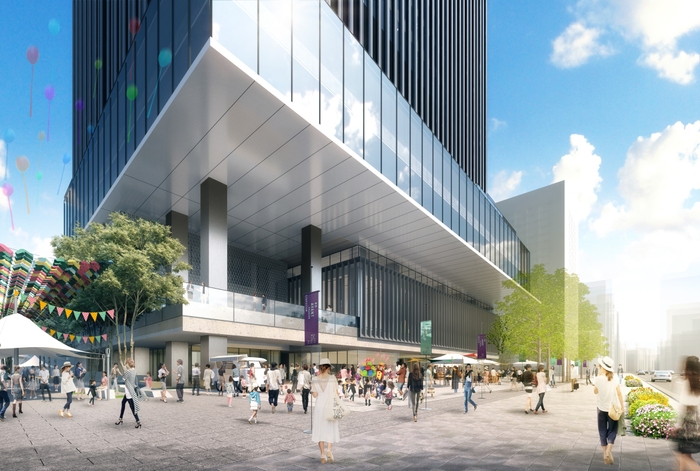 新TODAビル 北西側見上げパース