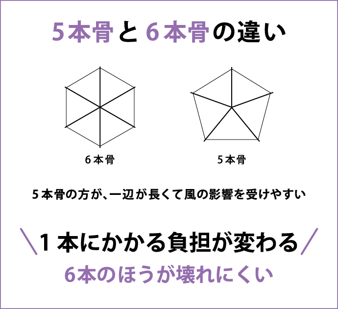 カーボン6本骨で丈夫