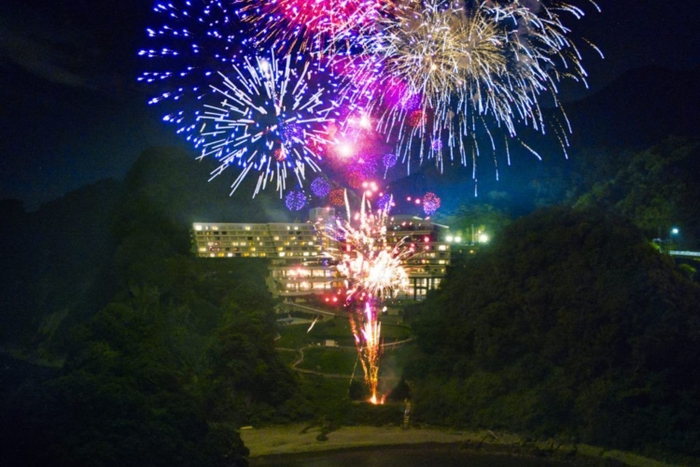 夜空を彩る銀水花火