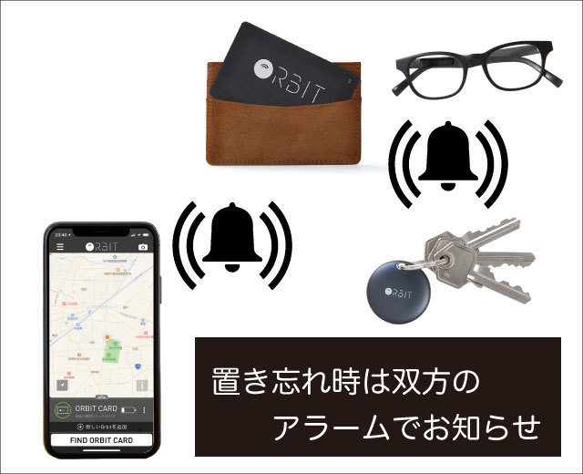 置き忘れ時はアラームでお知らせ